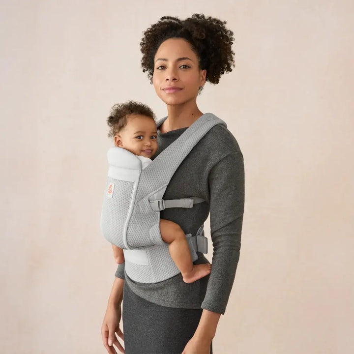 Ergobaby Omni Lite Mesh Baby Carrier – Soft &amp; Ergonomic Carrier with Padded, Adjustable Cross Shoulder Strap, Bucket Seat, Perfect for Travel &amp; Everyday Use, 0M–2 Years, Pearl Grey