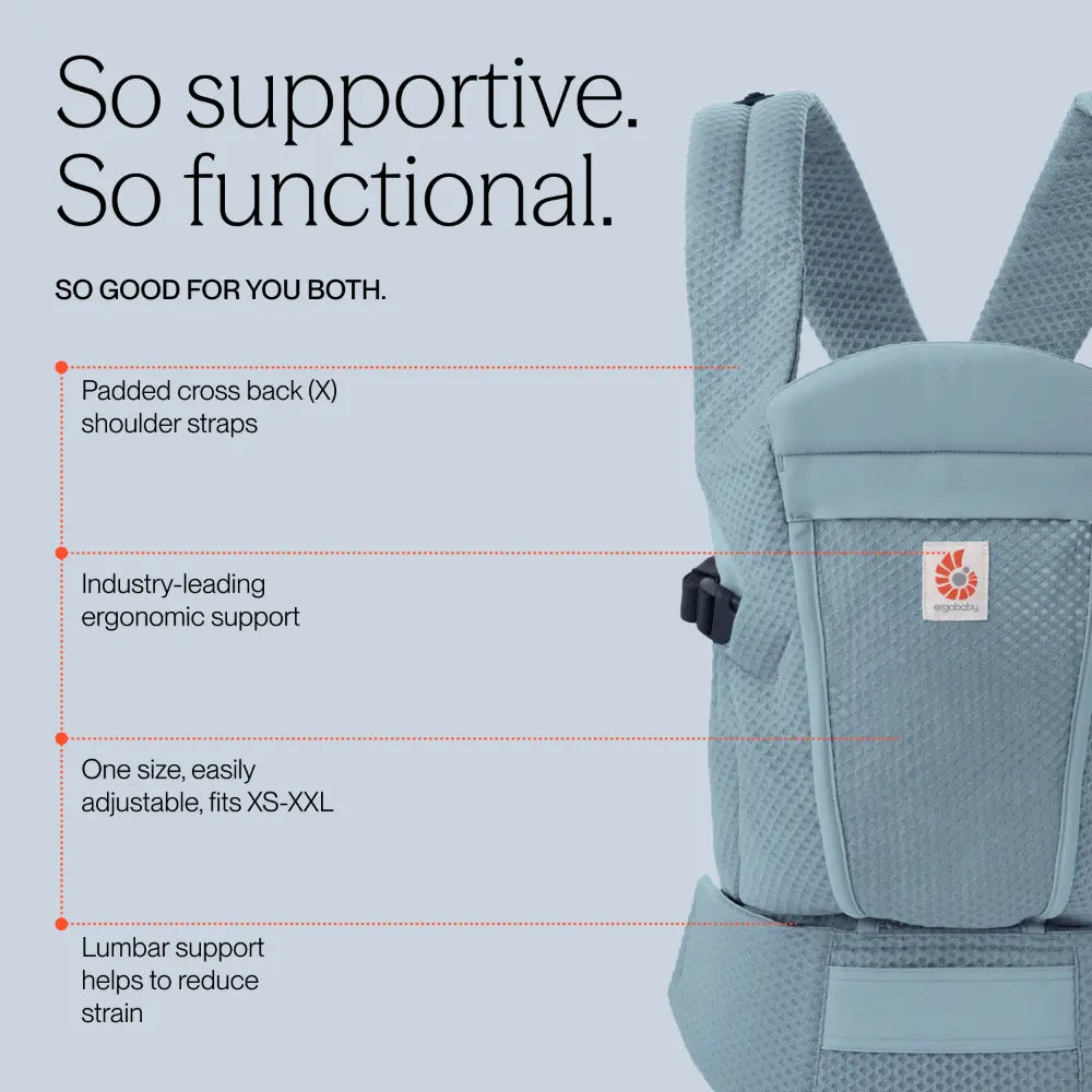 Ergobaby Omni Lite Mesh Baby Carrier – Soft &amp; Ergonomic Carrier with Padded, Adjustable Cross Shoulder Strap, Bucket Seat, Perfect for Travel &amp; Everyday Use, 0M–2 Years, Slate Blue
