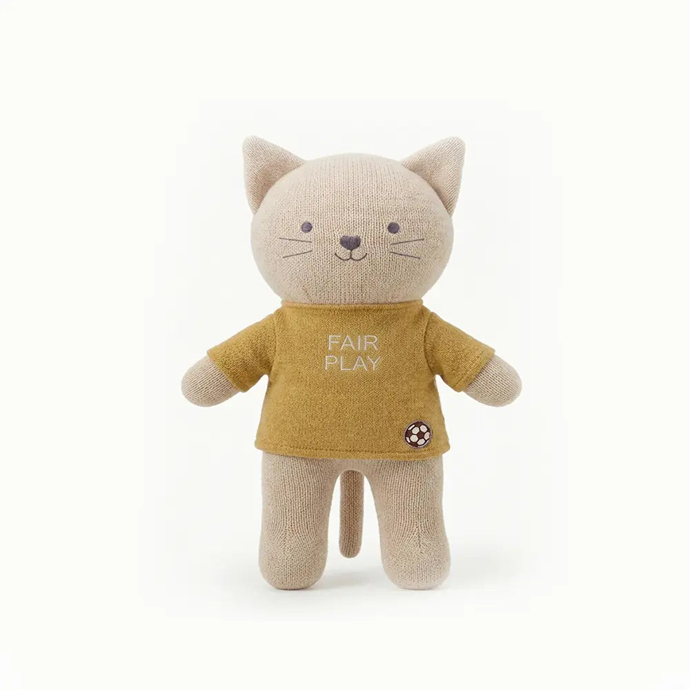 Pluchi Play Fair Football Catty Cotton Knitted Stuffed Soft Toys (Pack of 2) - Honey Gold &amp; Shell