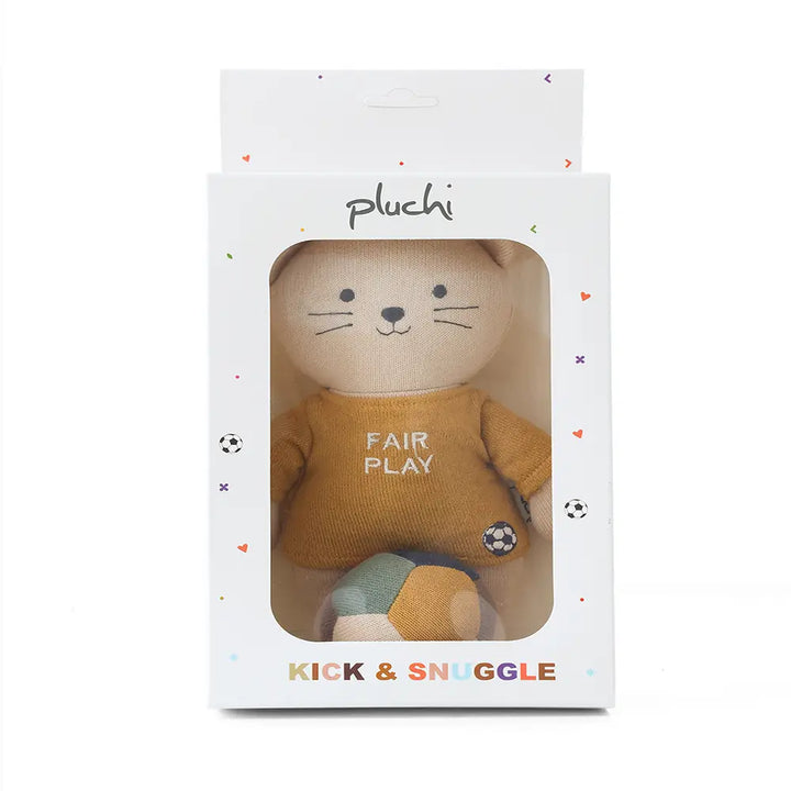 Pluchi Play Fair Football Catty Cotton Knitted Stuffed Soft Toys (Pack of 2) - Honey Gold &amp; Shell