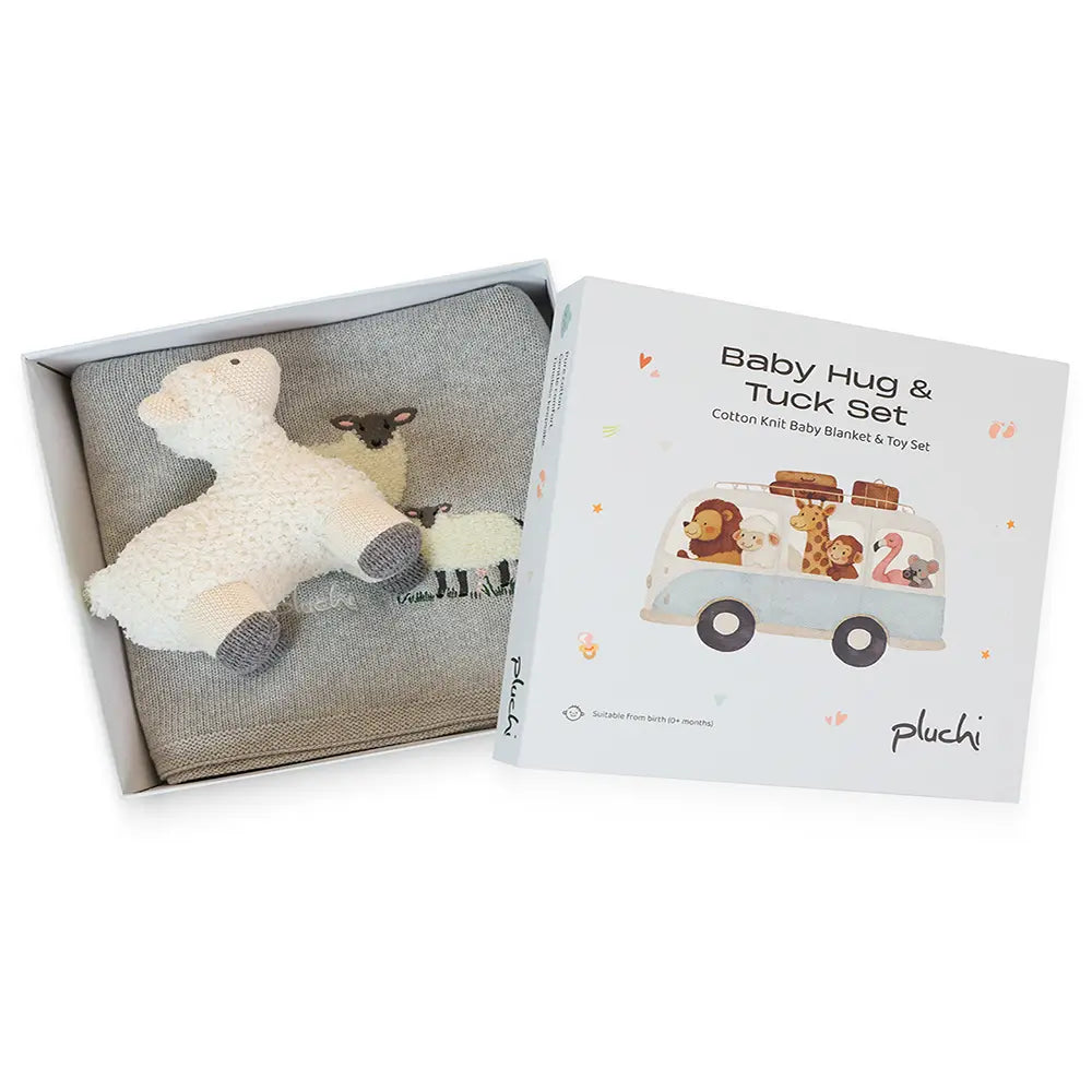 Pluchi Snowy The Sheep Snuggle Grey Gift (Set of 2)