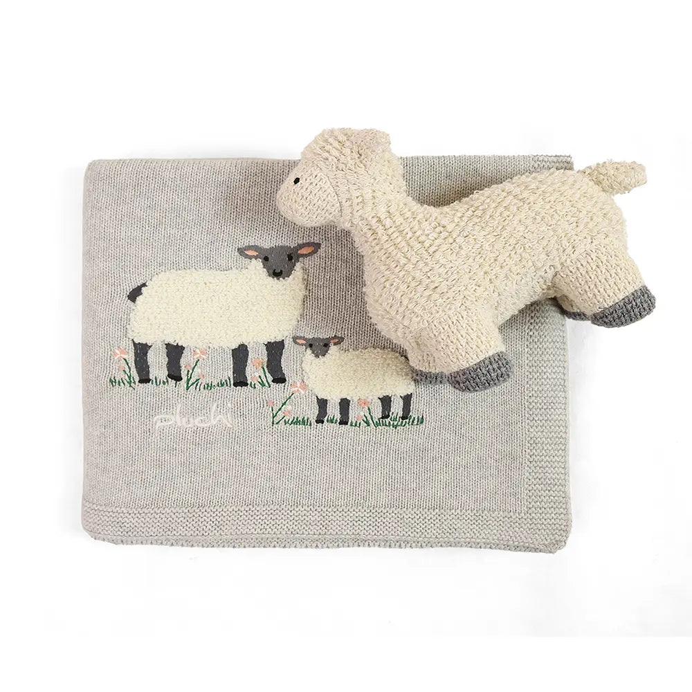 Pluchi Snowy The Sheep Snuggle Grey Gift (Set of 2)