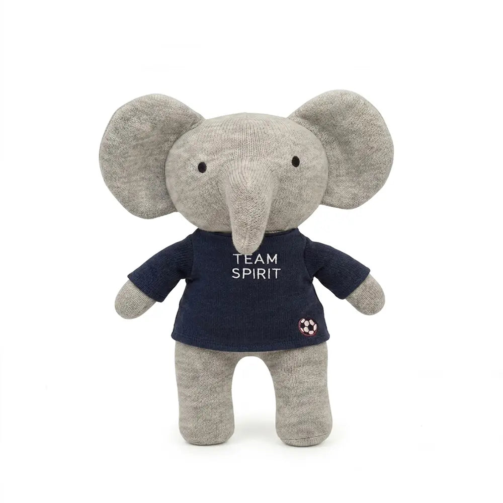 Pluchi Team Elephant Football Ele Cotton Knitted Stuffed Soft Toys (Pack of 2) - Vanilla Grey Melange &amp; Tea Grey
