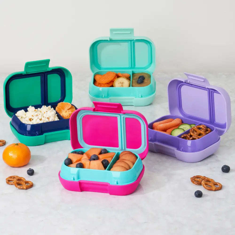 Bentgo Kids Leak-Proof Lunch Box with 2 Compartments, BPA-Free Bento Snack Box, Microwave, Dishwasher &amp; Freezer Safe, 355 ml - Green/Navy