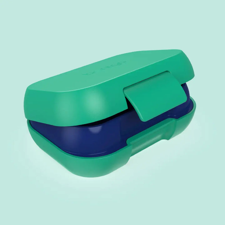 Bentgo Kids Leak-Proof Lunch Box with 2 Compartments, BPA-Free Bento Snack Box, Microwave, Dishwasher &amp; Freezer Safe, 355 ml - Green/Navy