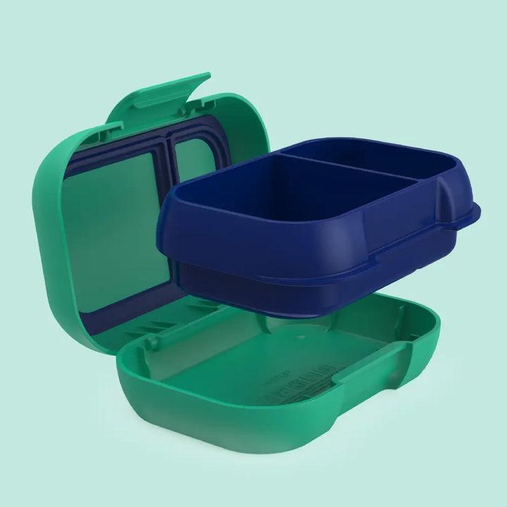 Bentgo Kids Leak-Proof Lunch Box with 2 Compartments, BPA-Free Bento Snack Box, Microwave, Dishwasher &amp; Freezer Safe, 355 ml - Green/Navy