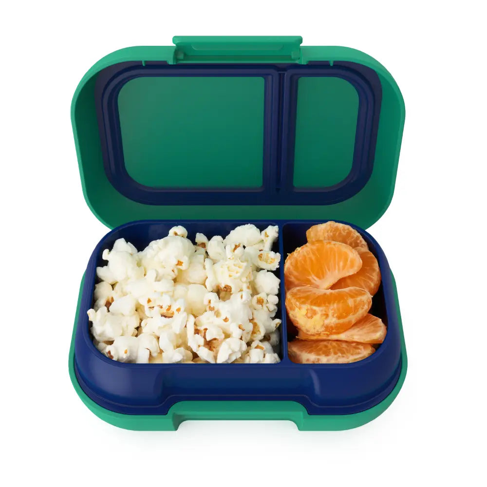 Bentgo Kids Leak-Proof Lunch Box with 2 Compartments, BPA-Free Bento Snack Box, Microwave, Dishwasher &amp; Freezer Safe, 355 ml - Green/Navy
