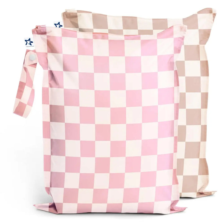 Tiny Twinkle Mess-Proof Wet Bag Pack of 2 - Girl Checkers