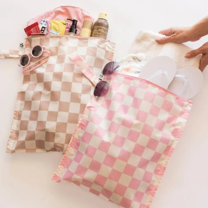 Tiny Twinkle Mess-Proof Wet Bag Pack of 2 - Girl Checkers