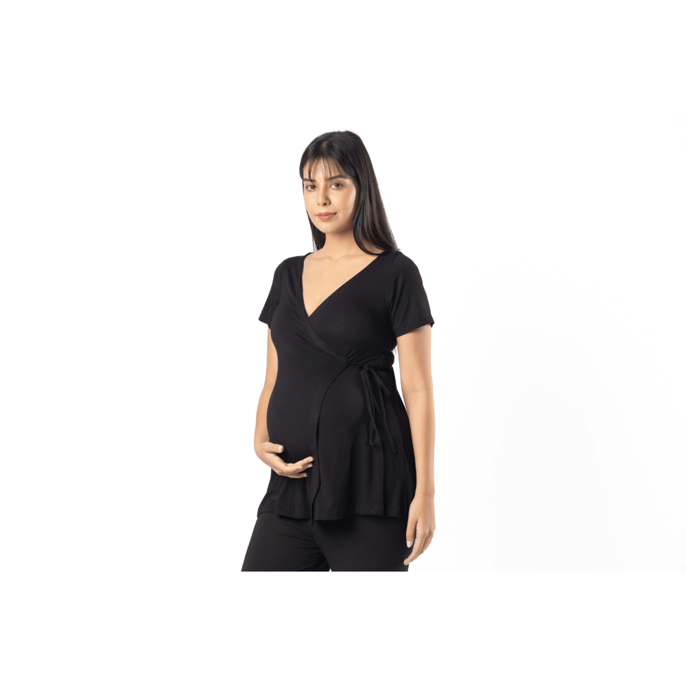 Block Hop Black Maternity Wrap Co-Ord Set