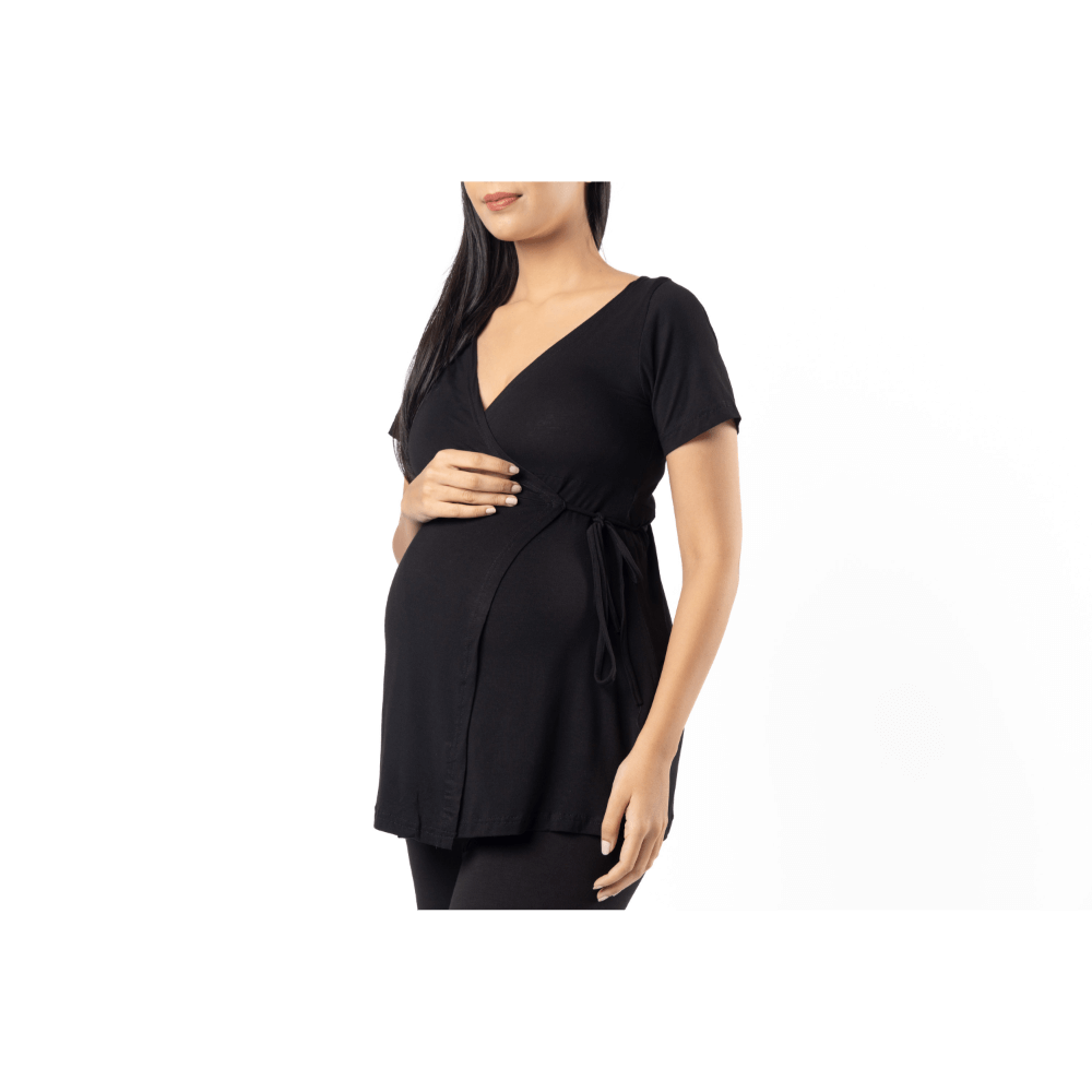 Block Hop Black Maternity Wrap Co-Ord Set