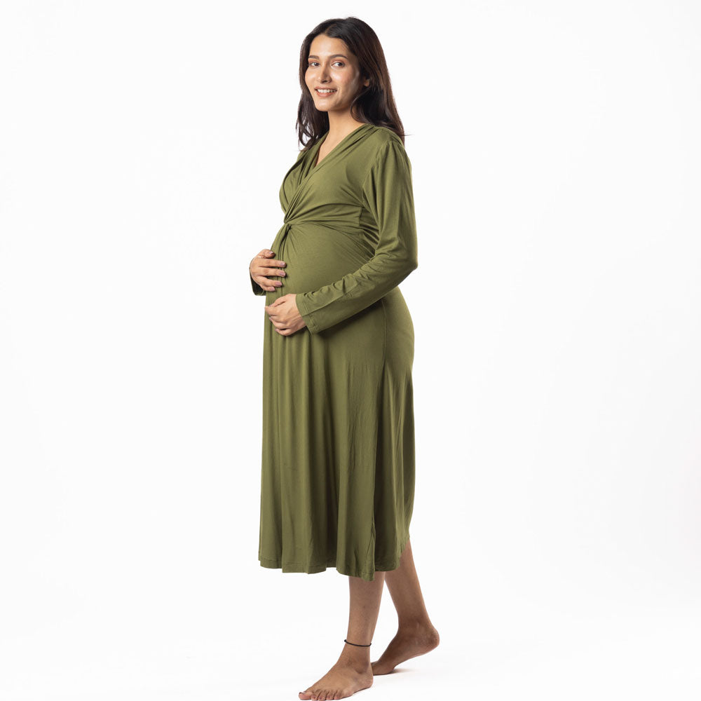 Block Hop Olive Knotted Dress