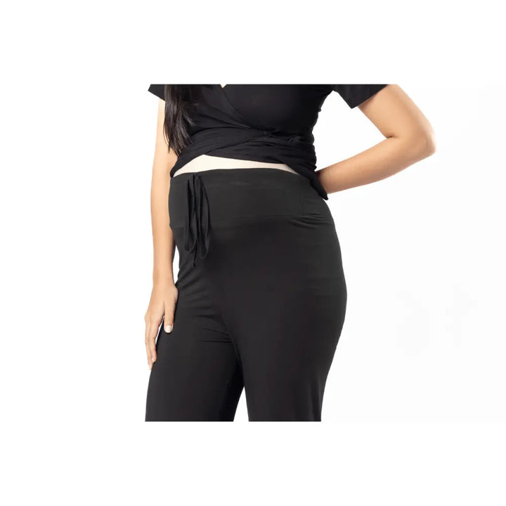 Block Hop Black Maternity Wrap Co-Ord Set - Black, Size - XXL