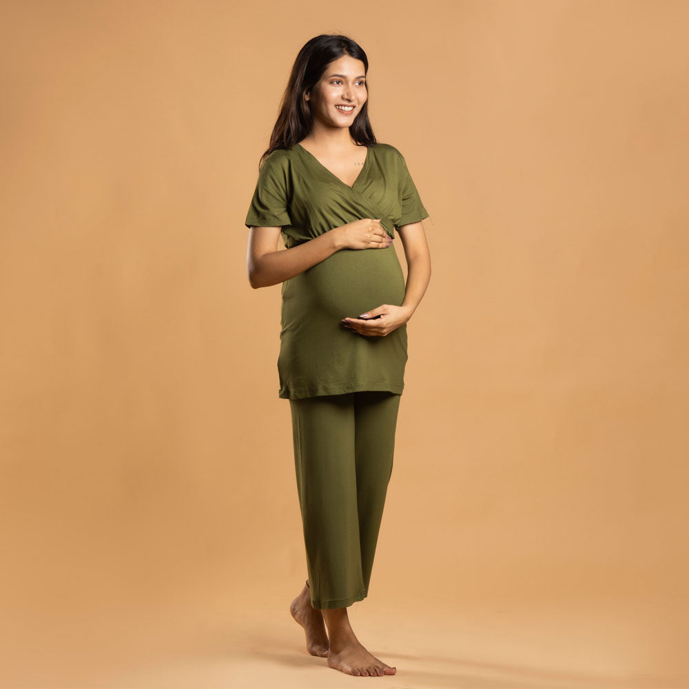 Block Hop Maternity Top - Olive