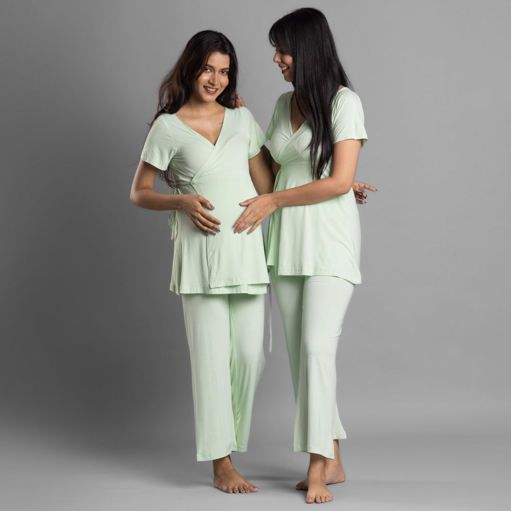 Block Hop Maternity Wrap Co-Ord Set - Lime