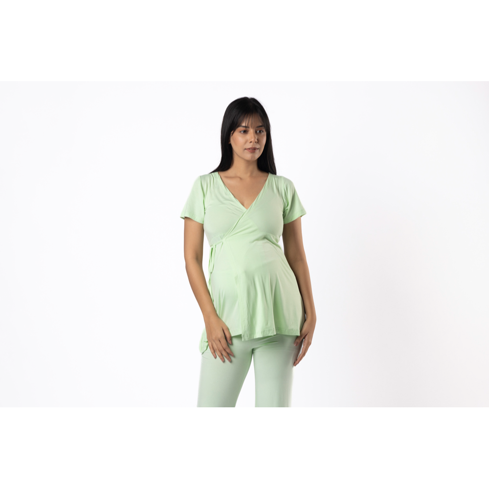 Block Hop Maternity Wrap Co-Ord Set - Lime