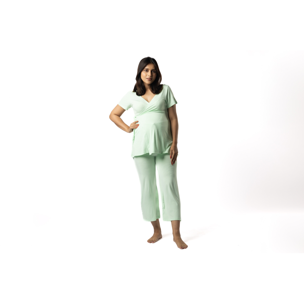 Block Hop Maternity Wrap Co-Ord Set - Lime