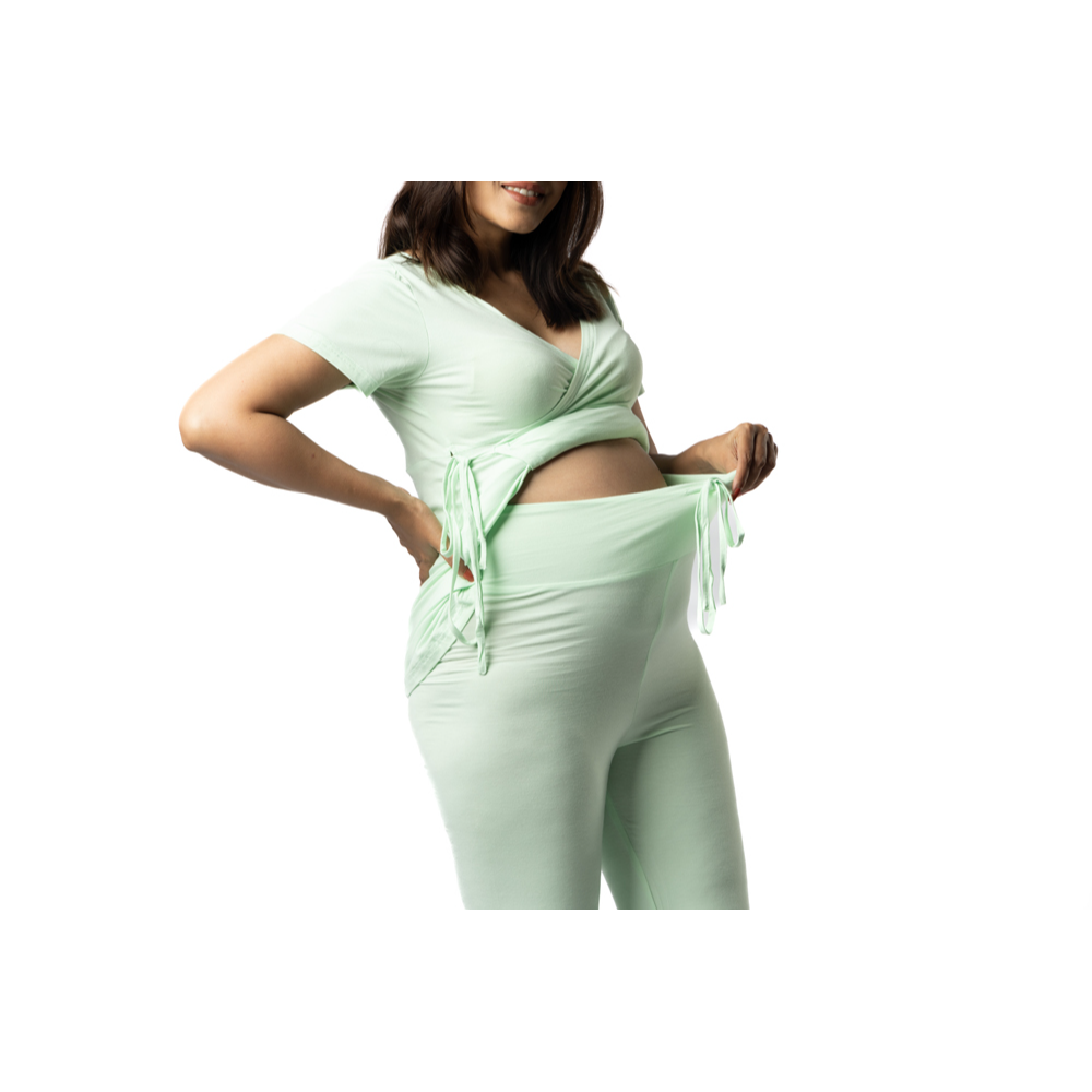 Block Hop Maternity Wrap Co-Ord Set - Lime