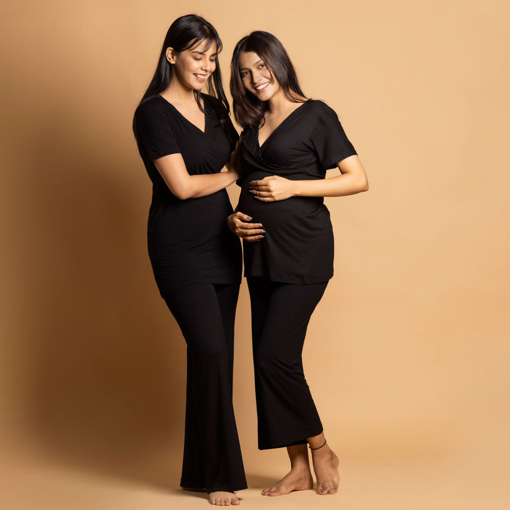 Block Hop Maternity Co-Ord Set - Black