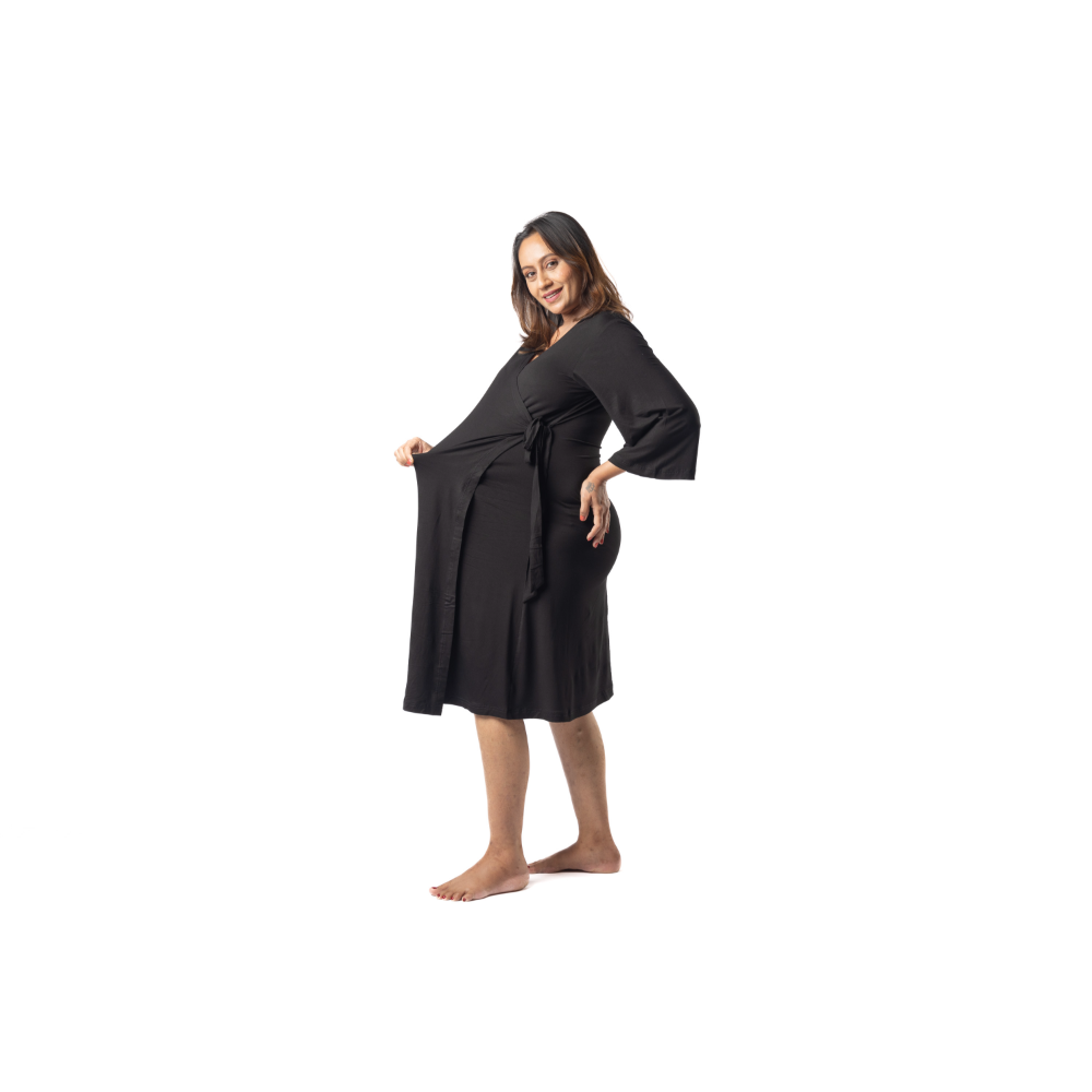 Block Hop Black Wrap Gown