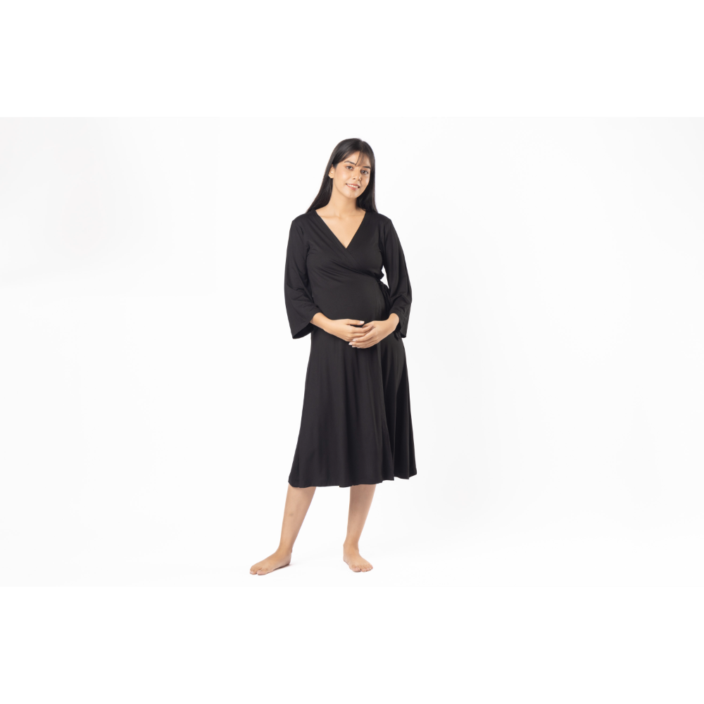 Block Hop Black Wrap Gown