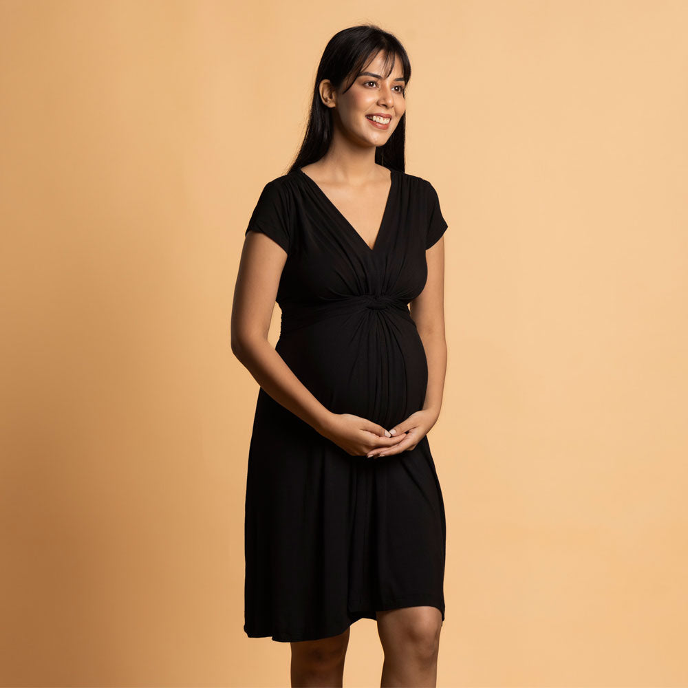 Block Hop Black Maternity Everyday Dress