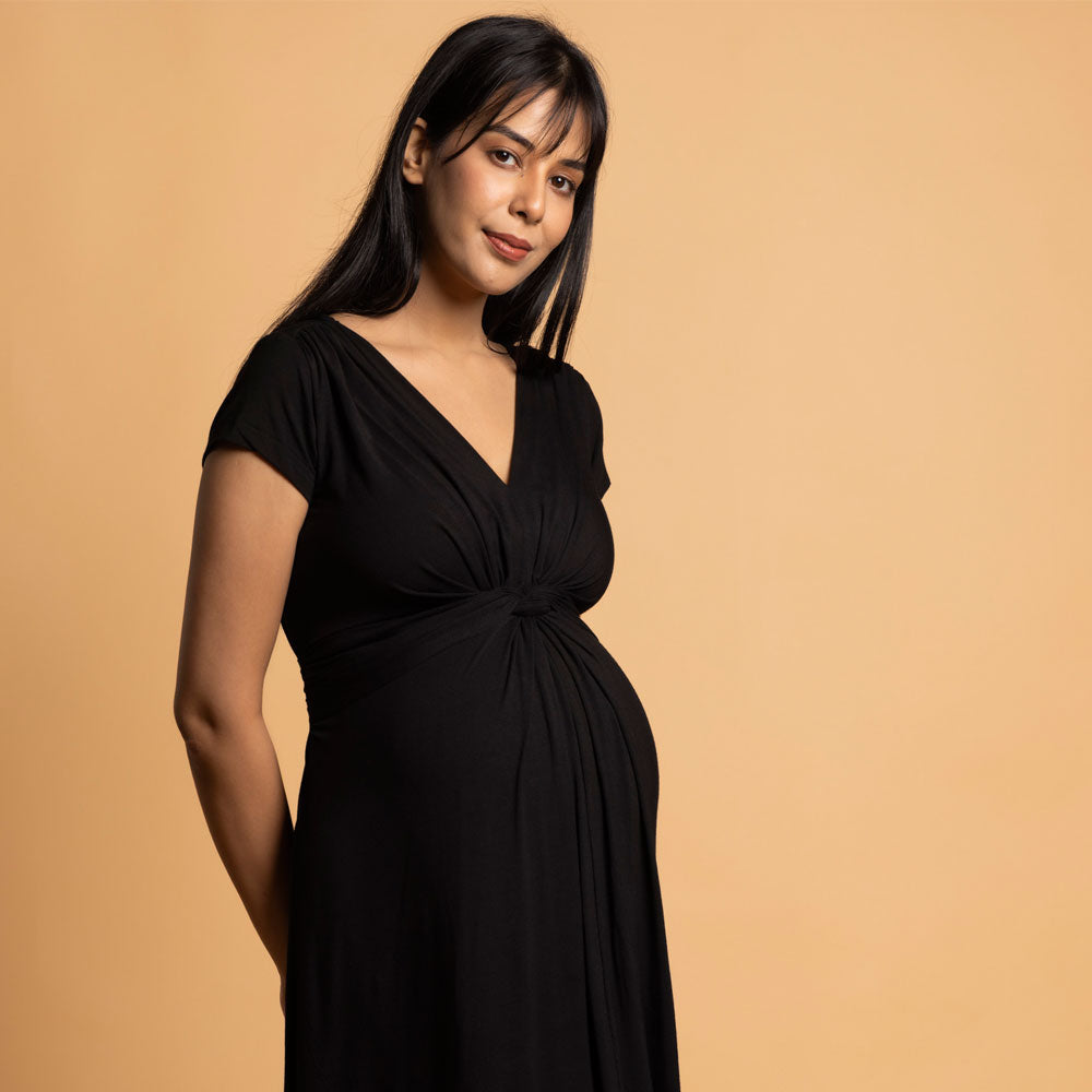 Block Hop Black Maternity Everyday Dress