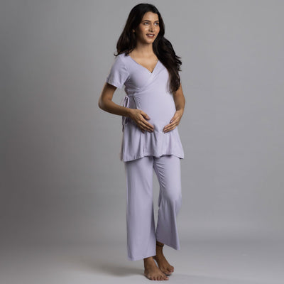 Block Hop Lilac Maternity Wrap Co-Ord Set