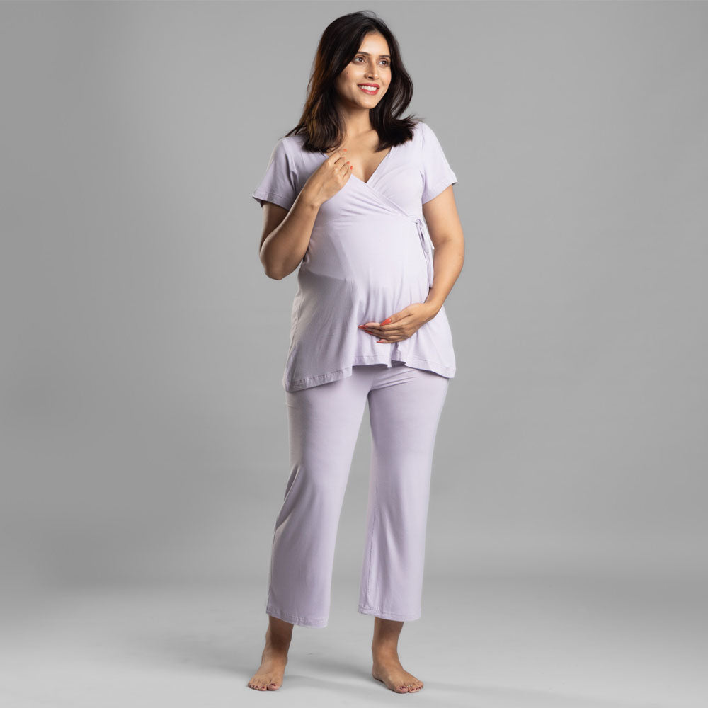 Block Hop Lilac Maternity Wrap Co-Ord Set