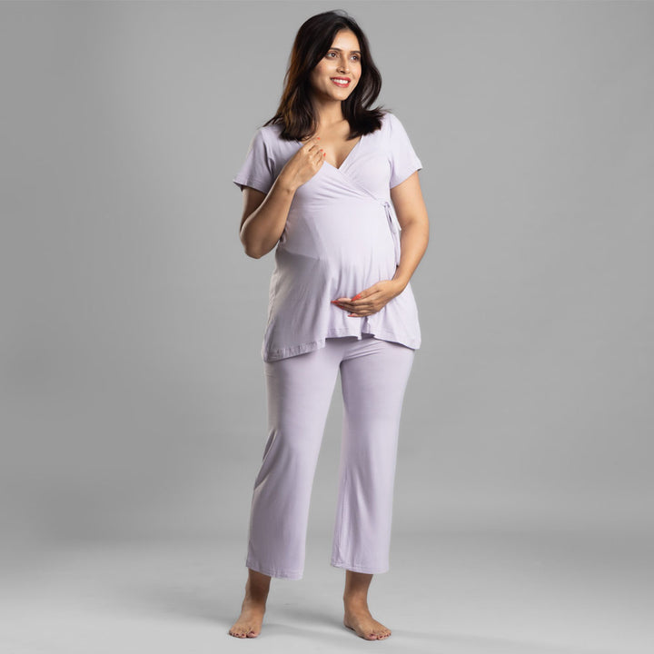 Block Hop Lilac Maternity Wrap Co-Ord Set