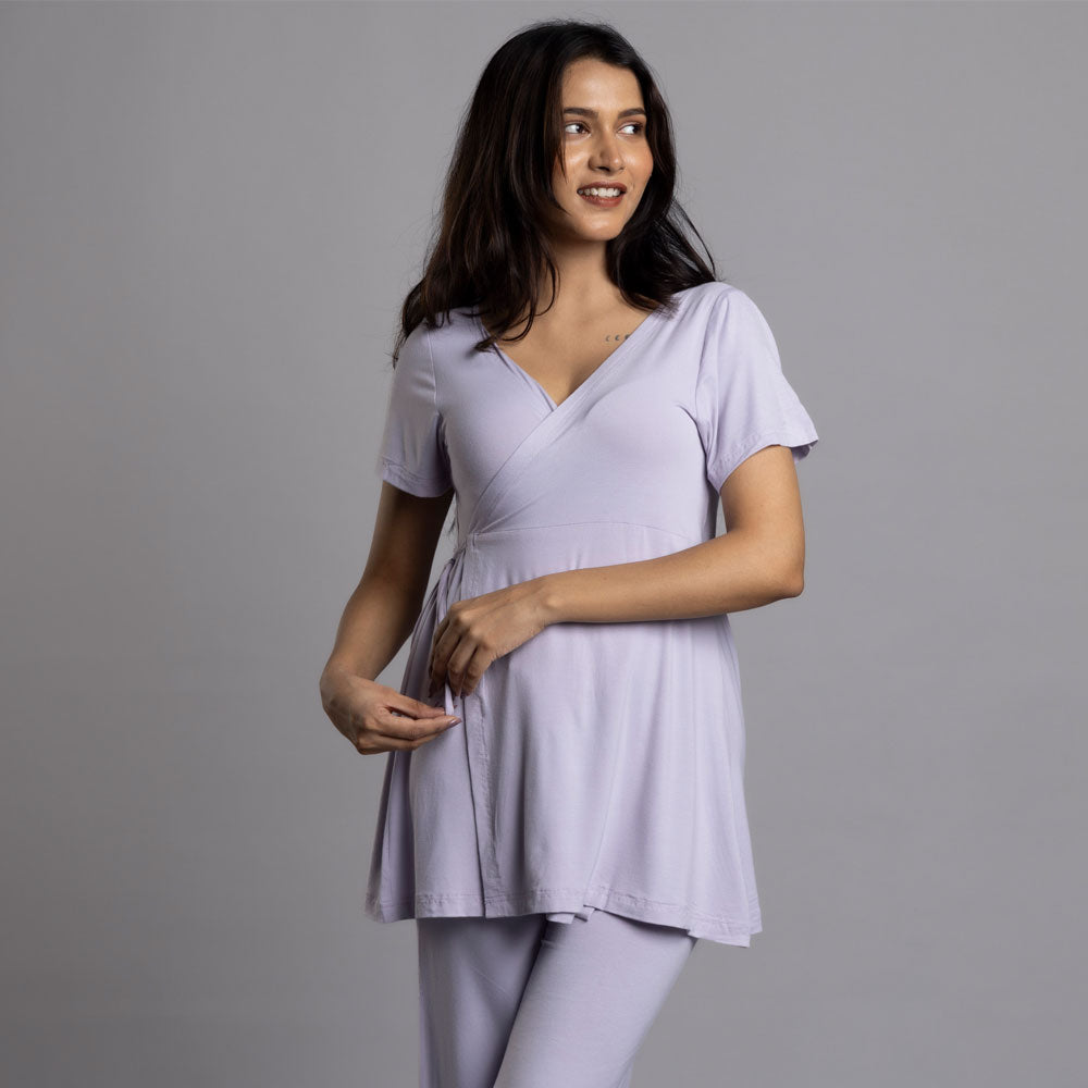 Block Hop Lilac Maternity Wrap Co-Ord Set