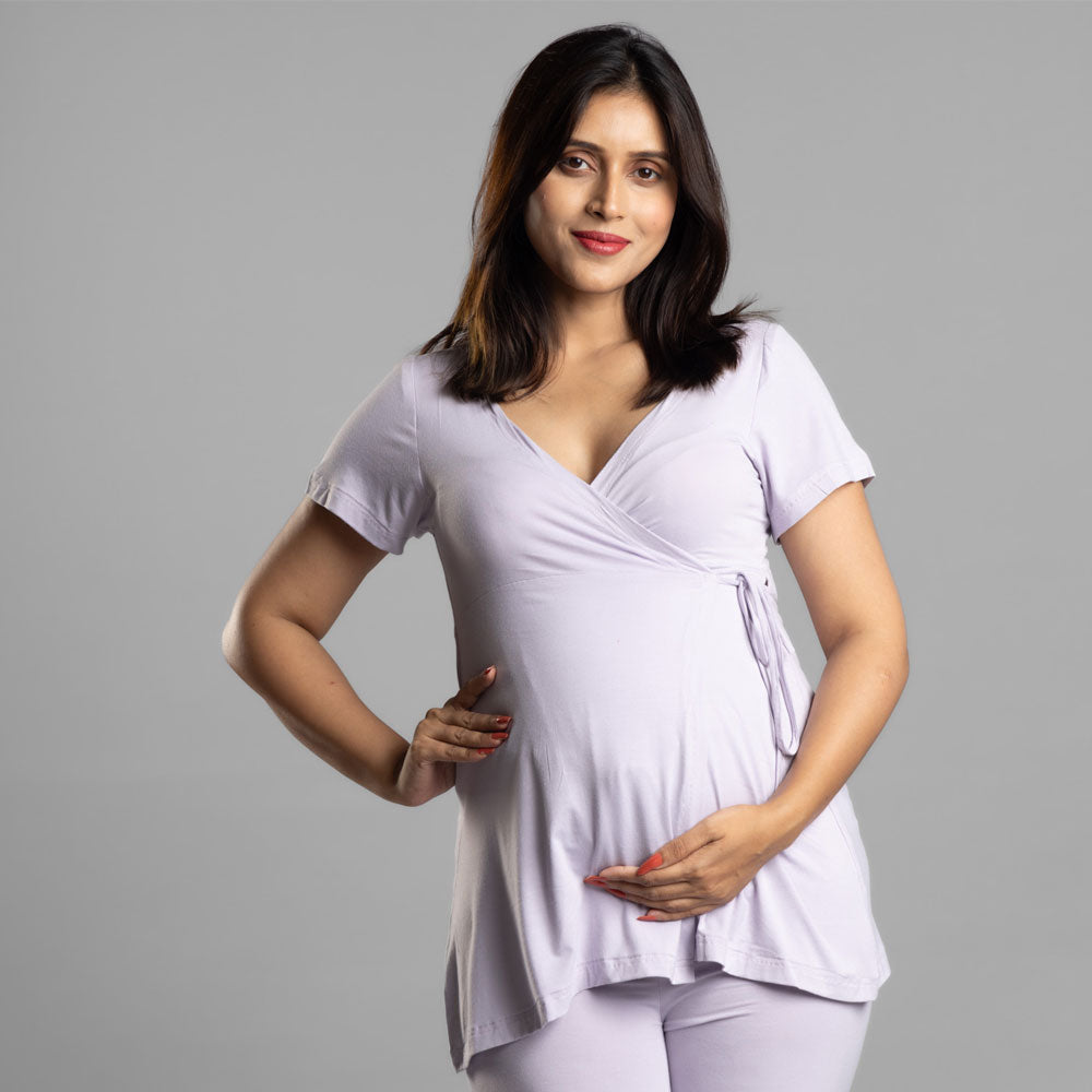 Block Hop Lilac Maternity Wrap Co-Ord Set