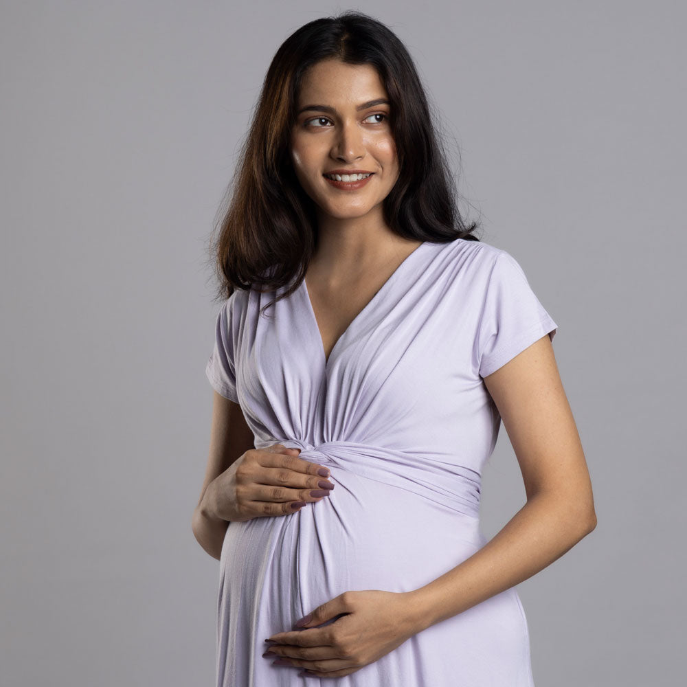 Block Hop Lilac Maternity Everyday Dress