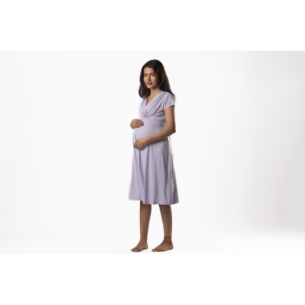 Block Hop Lilac Maternity Everyday Dress