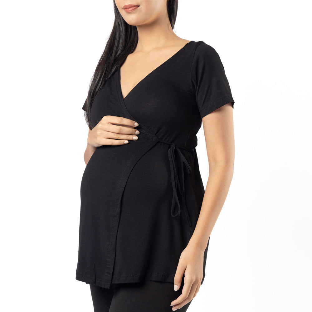 Block Hop Black Maternity Wrap Co-Ord Set