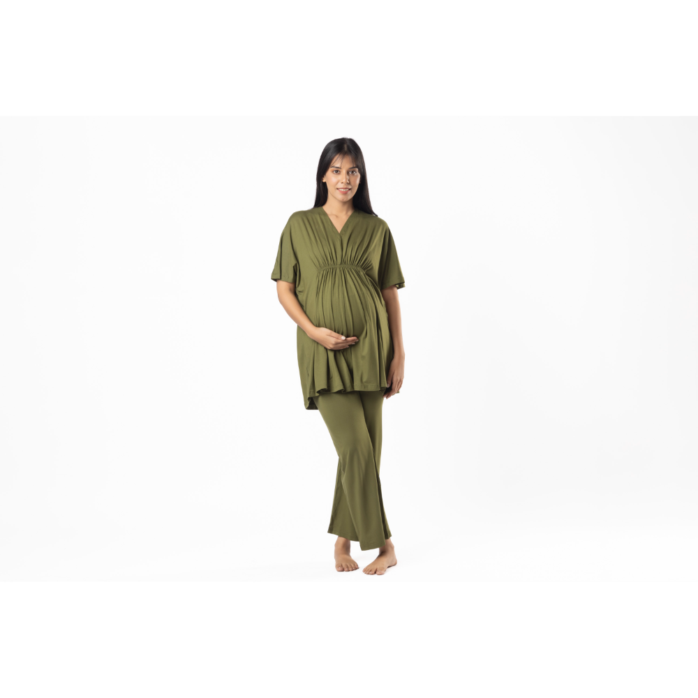 Block Hop Olive Kaftan Top