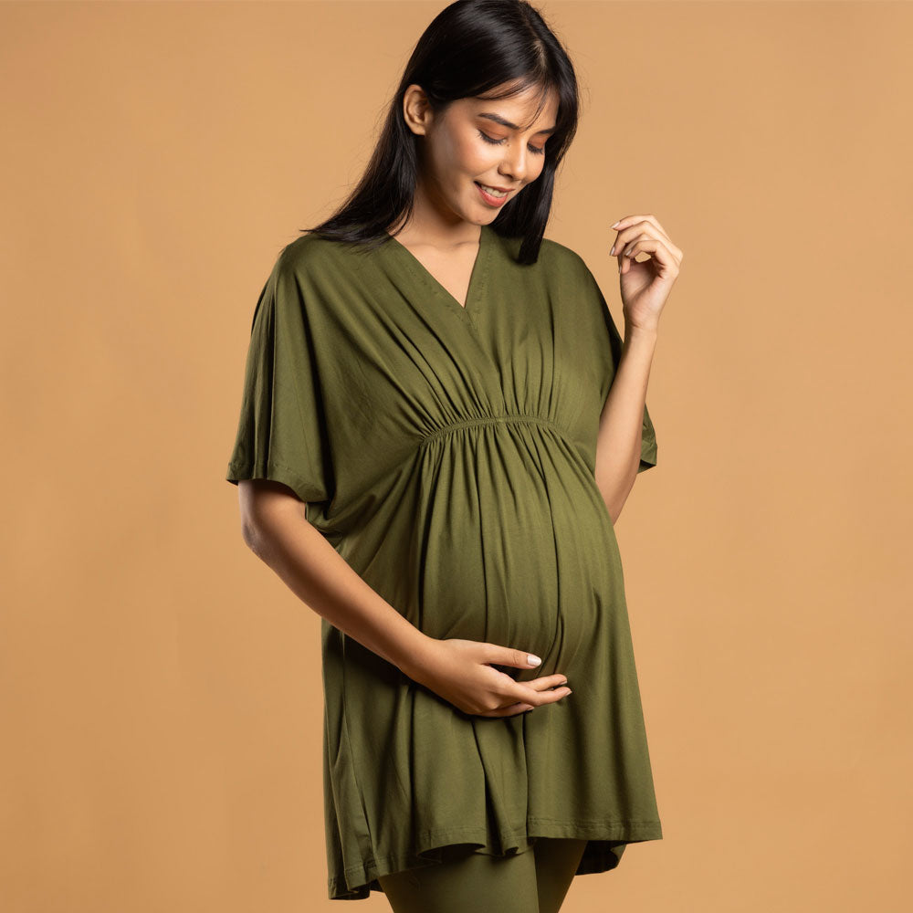 Block Hop Olive Kaftan Top