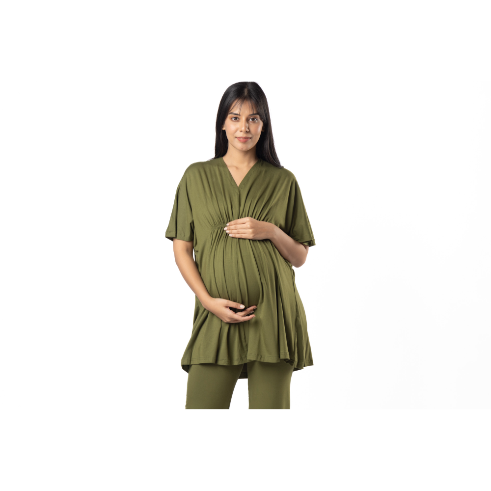 Block Hop Olive Kaftan Top