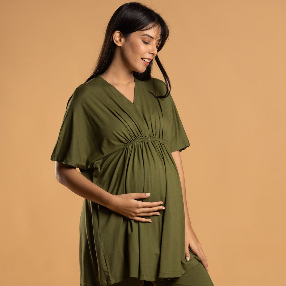 Block Hop Olive Kaftan Top