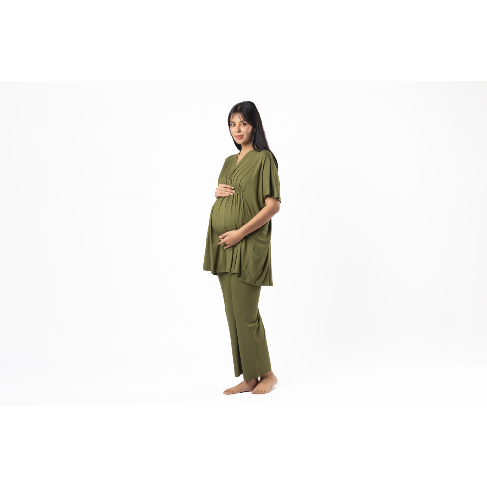 Block Hop Olive Kaftan Top