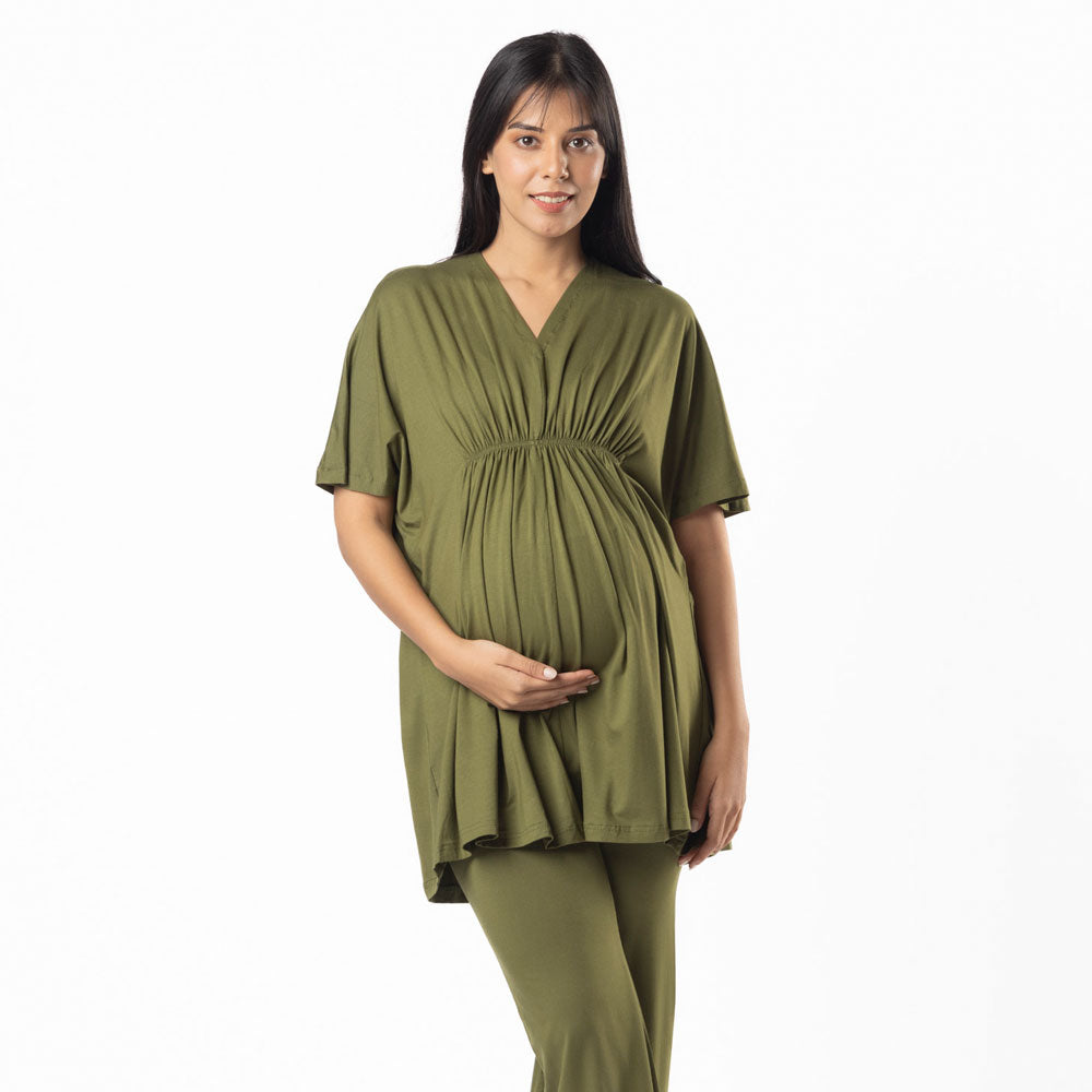 Block Hop Olive Kaftan Top