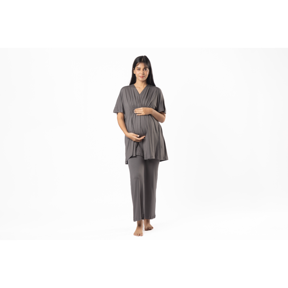 Block Hop Charcoal Grey Kaftan Top