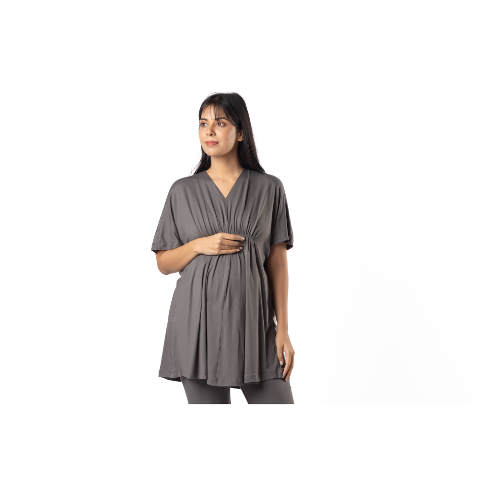 Block Hop Charcoal Grey Kaftan Top