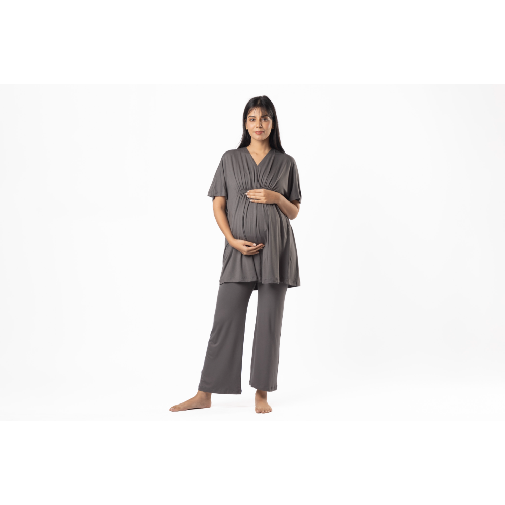 Block Hop Charcoal Grey Kaftan Top