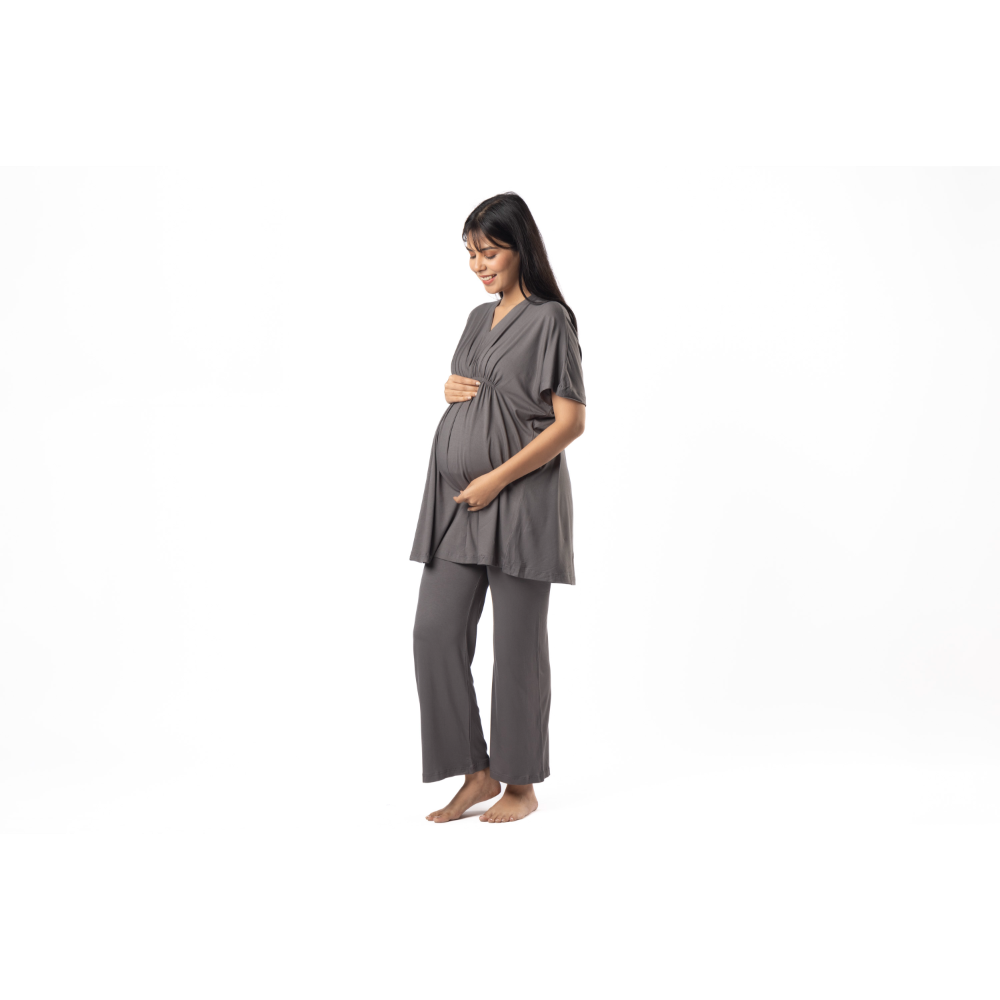 Block Hop Charcoal Grey Kaftan Top