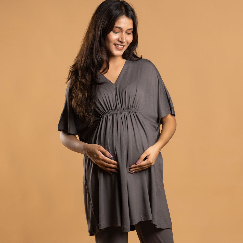 Block Hop Charcoal Grey Kaftan Top