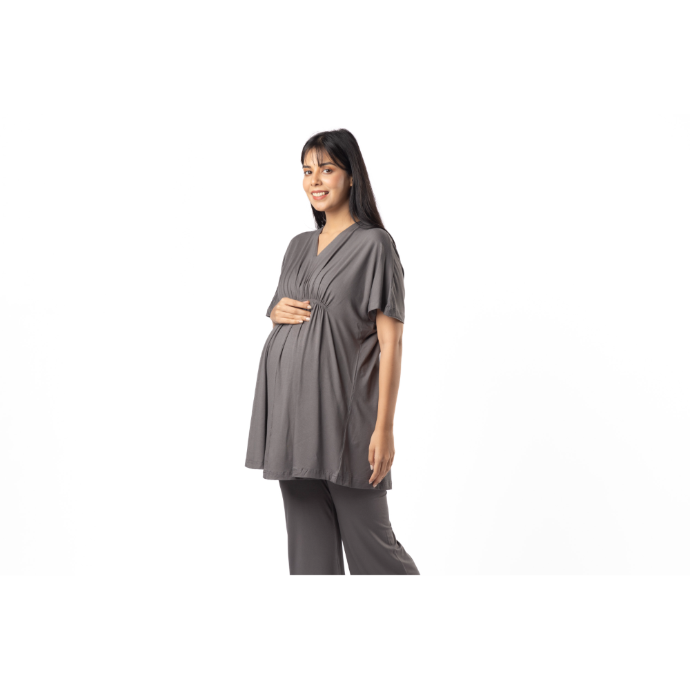 Block Hop Charcoal Grey Kaftan Top