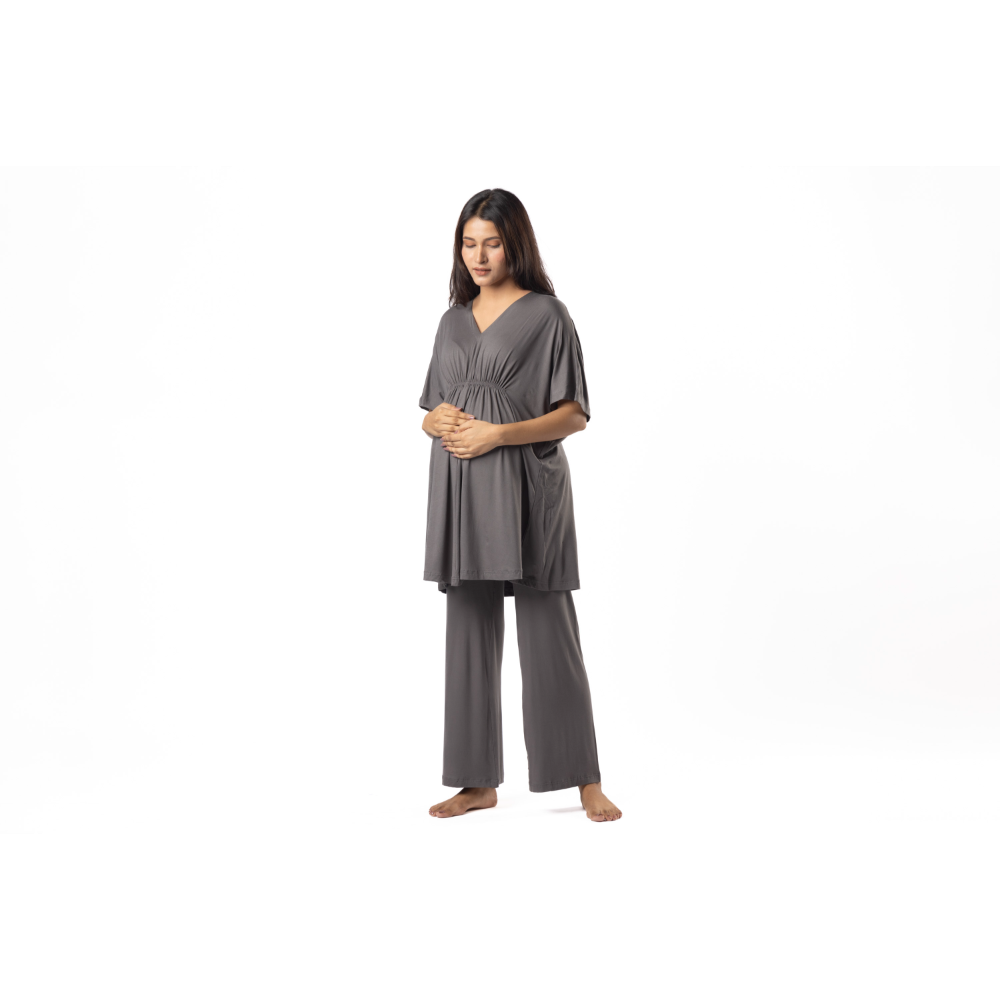 Block Hop Charcoal Grey Kaftan Top