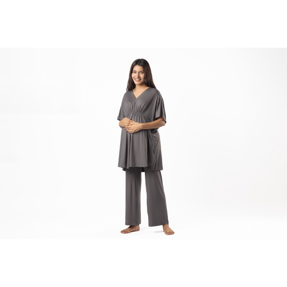 Block Hop Charcoal Grey Kaftan Top