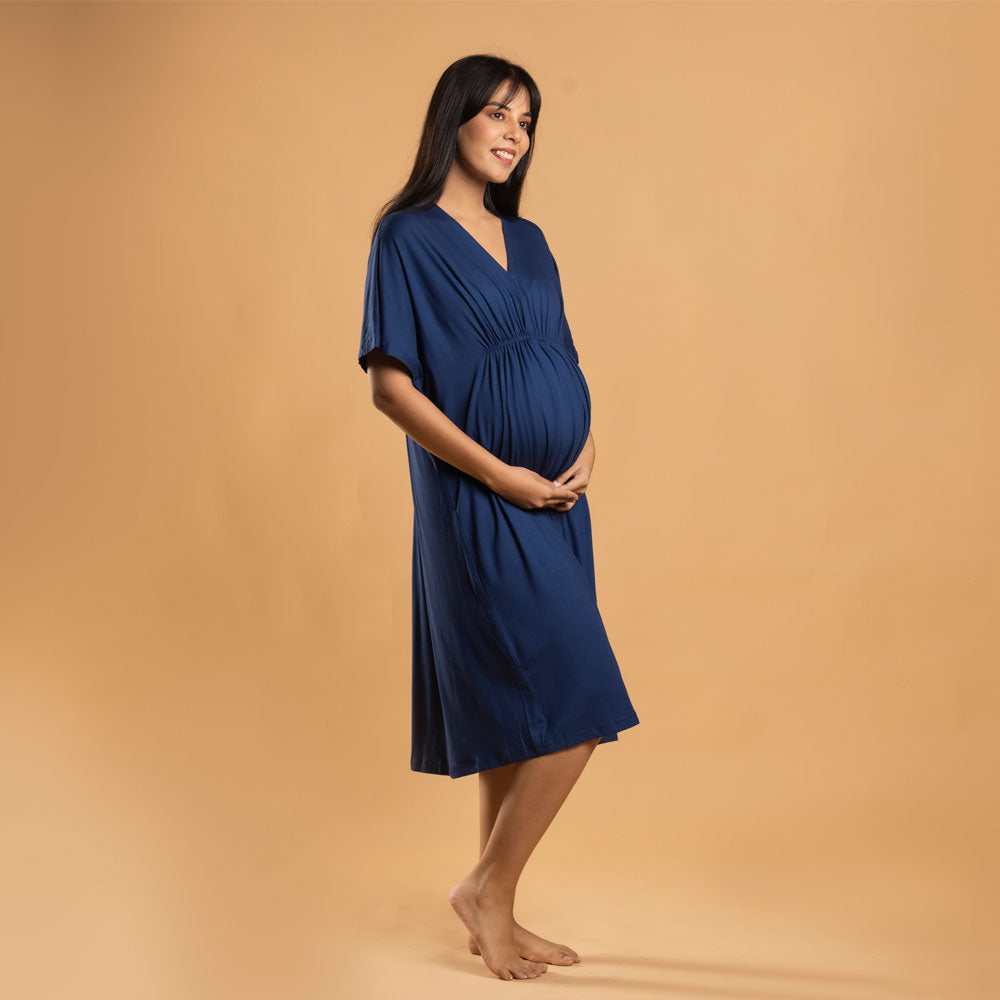 Block Hop Blue Kaftan Dress